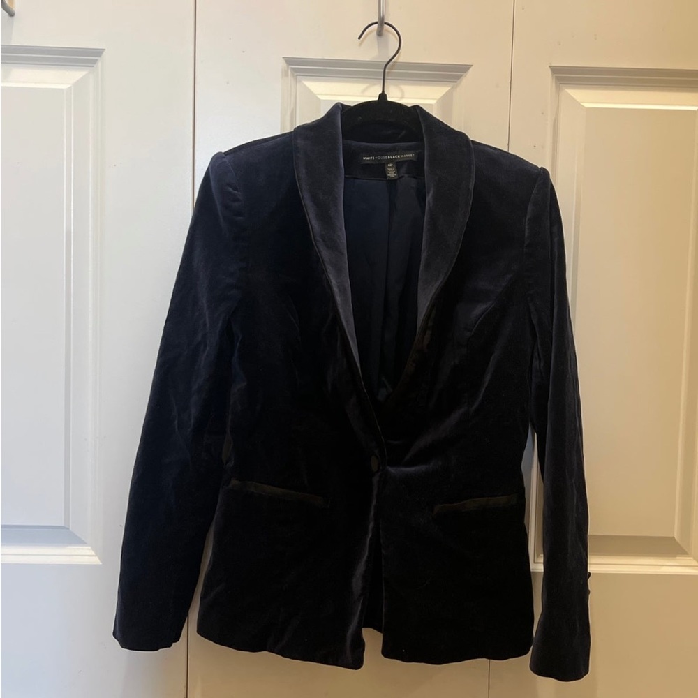 White House Black Market Blue Velvet Blazer Jacket size 6P